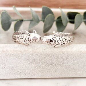 925 Sterling Silver Cuff Bracelet Fish Bracelet Bangle Bracelet